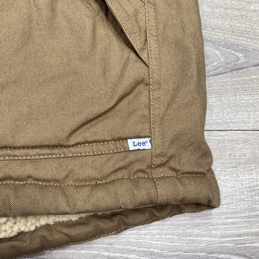 Lee Vest Mens Large Brown Canvas Sherpa Lined‎ Insulated Workwear Full Zip